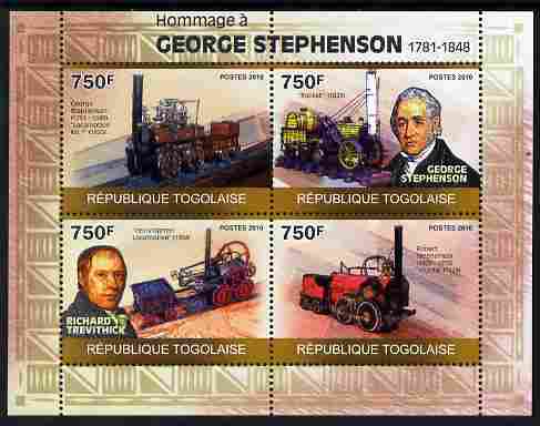 Togo 2010 George Stephenson perf sheetlet containing 4 values unmounted mint Michel 3499-3502