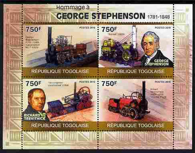 Togo 2010 George Stephenson perf sheetlet containing 4 values unmounted mint Michel 3499-3502