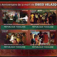 Togo 2010 350th Death Anniversary of Diego Velazquez perf sheetlet containing 4 values unmounted mint Michel 3494-97