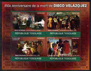 Togo 2010 350th Death Anniversary of Diego Velazquez perf sheetlet containing 4 values unmounted mint Michel 3494-97