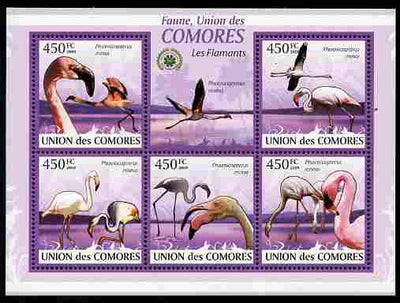 Comoro Islands 2009 Flamingos perf sheetlet containing 5 values unmounted mint Michel 2402-06