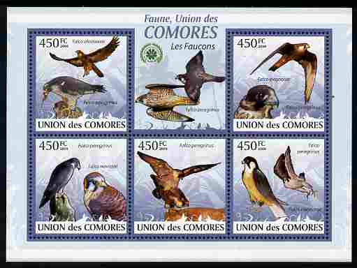 Comoro Islands 2009 Hawks perf sheetlet containing 5 values unmounted mint Michel 2407-11