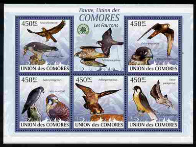 Comoro Islands 2009 Hawks perf sheetlet containing 5 values unmounted mint Michel 2407-11