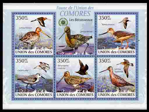 Comoro Islands 2009 Sandpipers perf sheetlet containing 5 values unmounted mint Michel 2367-71