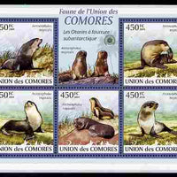 Comoro Islands 2009 Sea Lions perf sheetlet containing 5 values unmounted mint Michel 2435-39