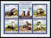 Comoro Islands 2009 Sea Lions perf sheetlet containing 5 values unmounted mint Michel 2435-39