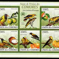 Comoro Islands 2009 Golden Oriole & Fruit perf sheetlet containing 5 values unmounted mint Michel 2362-66