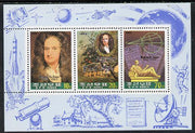 North Korea 1993 Sir Isaac Newton sheetlet #1 containing 10ch, 20ch & 70ch values unmounted mint