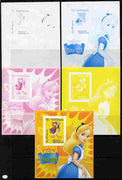 Somalia 2007 Disney - China 2008 Stamp Exhibition #02 imperf m/sheet featuring Donald Duck & Alice in Wonderland - the set of 5 imperf progressive proofs comprising the 4 individual colours plus all 4-colour composite, unmounted mint