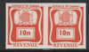 Zambia Revenues 1968 - 10n orange imperf proof pair on gummed paper