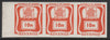 Zambia Revenues 1968 - 10n orange imperf proof strip of 3 on gummed paper