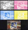 Guinea - Conakry 2009 15th Anniversary of Eurostar #3 individual deluxe sheet as Michel 7158 - the set of 5 imperf progressive proofs comprising the 4 individual colours plus all 4-colour composite, unmounted mint