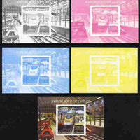 Guinea - Conakry 2009 15th Anniversary of Eurostar #5 individual deluxe sheet as Michel 7160 - the set of 5 imperf progressive proofs comprising the 4 individual colours plus all 4-colour composite, unmounted mint