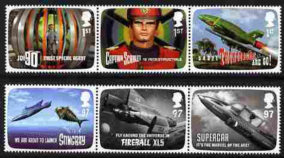 Great Britain 2011 FAB The Genius of Gerry Anderson perf set of 6 (2 se-tenant strios of 3) unmounted mint