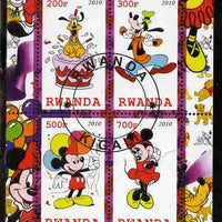 Rwanda 2010 Disney World #1 perf sheetlet containing 4 values fine cto used