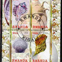 Rwanda 2010 Seashells perf sheetlet containing 4 values fine cto used