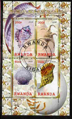 Rwanda 2010 Seashells perf sheetlet containing 4 values fine cto used