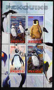 Rwanda 2010 Penguins perf sheetlet containing 4 values fine cto used