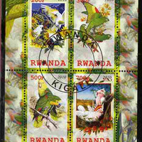Rwanda 2010 Parrots perf sheetlet containing 4 values fine cto used