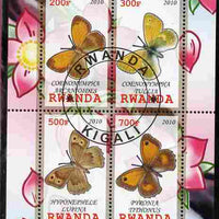 Rwanda 2010 Butterflies #1 perf sheetlet containing 4 values fine cto used