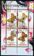 Rwanda 2010 Butterflies #1 perf sheetlet containing 4 values fine cto used