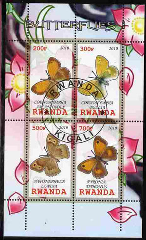 Rwanda 2010 Butterflies #1 perf sheetlet containing 4 values fine cto used