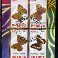Rwanda 2010 Butterflies #2 perf sheetlet containing 4 values fine cto used