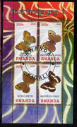 Rwanda 2010 Butterflies #2 perf sheetlet containing 4 values fine cto used