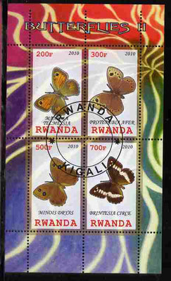 Rwanda 2010 Butterflies #2 perf sheetlet containing 4 values fine cto used