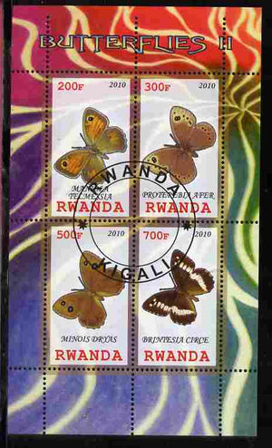 Rwanda 2010 Butterflies #2 perf sheetlet containing 4 values fine cto used
