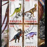 Rwanda 2010 Dinosaurs #1 perf sheetlet containing 4 values fine cto used