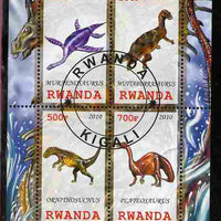 Rwanda 2010 Dinosaurs #2 perf sheetlet containing 4 values fine cto used