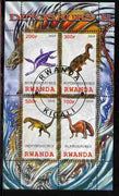 Rwanda 2010 Dinosaurs #2 perf sheetlet containing 4 values fine cto used