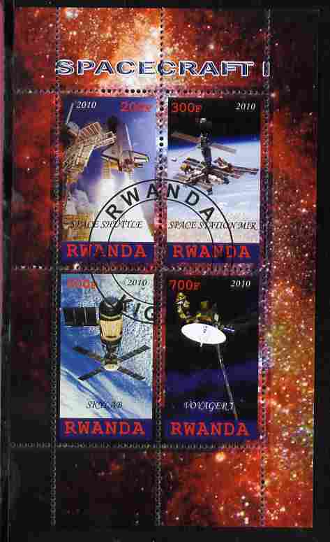 Rwanda 2010 Spacecraft #1 perf sheetlet containing 4 values fine cto used