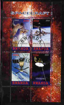 Rwanda 2010 Spacecraft #1 perf sheetlet containing 4 values fine cto used