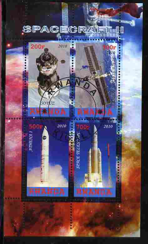 Rwanda 2010 Spacecraft #2 perf sheetlet containing 4 values fine cto used