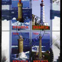 Rwanda 2010 Lighthouses #1 perf sheetlet containing 4 values fine cto used