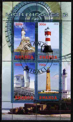 Rwanda 2010 Lighthouses #2 perf sheetlet containing 4 values fine cto used