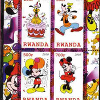 Rwanda 2010 Disney World #1 perf sheetlet containing 4 values unmounted mint