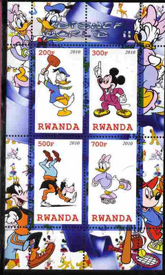 Rwanda 2010 Disney World #2 perf sheetlet containing 4 values unmounted mint