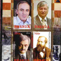 Rwanda 2010 Chess Masters #1 perf sheetlet containing 4 values unmounted mint
