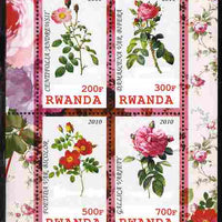 Rwanda 2010 Flowers - Roses perf sheetlet containing 4 values unmounted mint