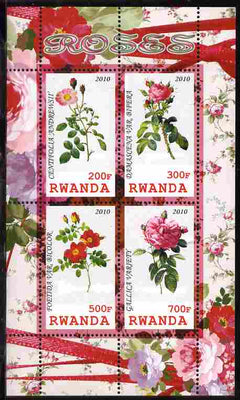 Rwanda 2010 Flowers - Roses perf sheetlet containing 4 values unmounted mint