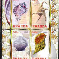 Rwanda 2010 Seashells perf sheetlet containing 4 values unmounted mint