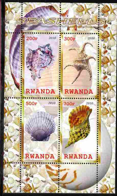 Rwanda 2010 Seashells perf sheetlet containing 4 values unmounted mint