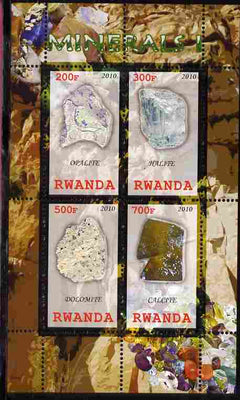 Rwanda 2010 Minerals #1 perf sheetlet containing 4 values unmounted mint