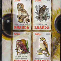 Rwanda 2010 Owls #1 perf sheetlet containing 4 values unmounted mint