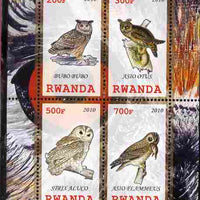 Rwanda 2010 Owls #2 perf sheetlet containing 4 values unmounted mint