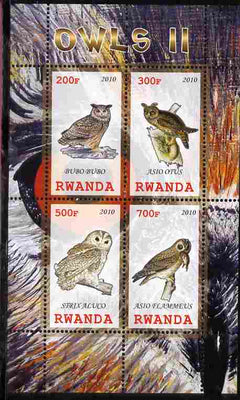 Rwanda 2010 Owls #2 perf sheetlet containing 4 values unmounted mint