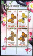 Rwanda 2010 Butterflies #1 perf sheetlet containing 4 values unmounted mint